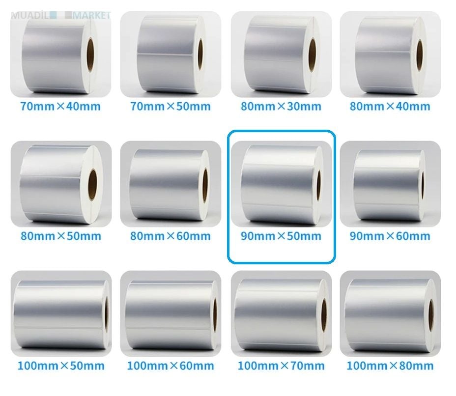 90 x 50 mm Silver Mat Etiket