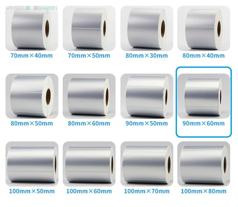 90 x 60 mm Silver Mat Etiket