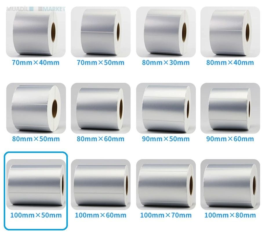 100 x 50 mm Silver Mat Etiket