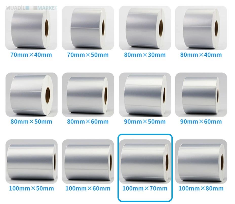100 x 70 mm Silver Mat Etiket 1 Rulo