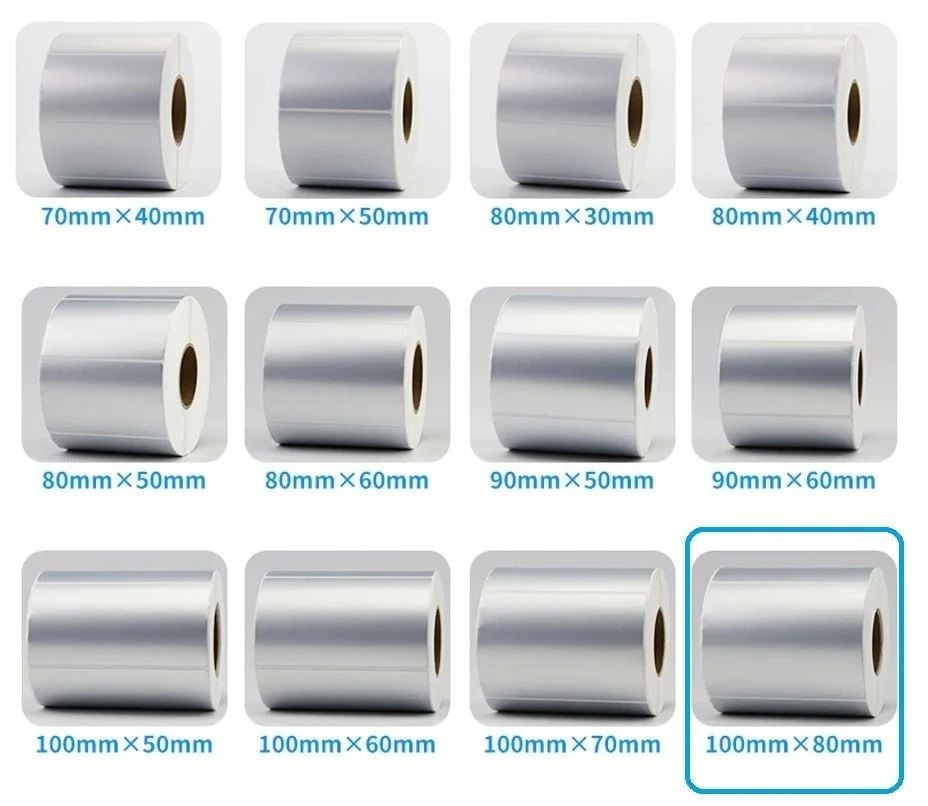 100 x 80 mm Silver Mat Etiket 6 Rulo