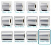 100 x 80 mm Silver Mat Etiket 12 Rulo