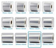 100 x 70 mm Silver Mat Etiket 6 Rulo