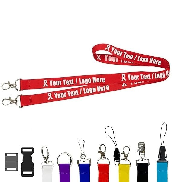 Baskılı Yaka İpi 100 Adet Çift Kancalı