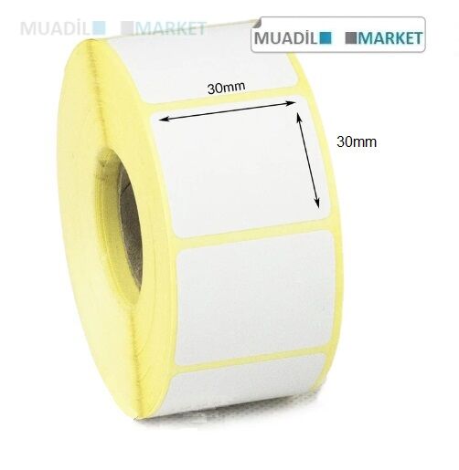 30mm x 30mm Kuşe Barkod Etiketi