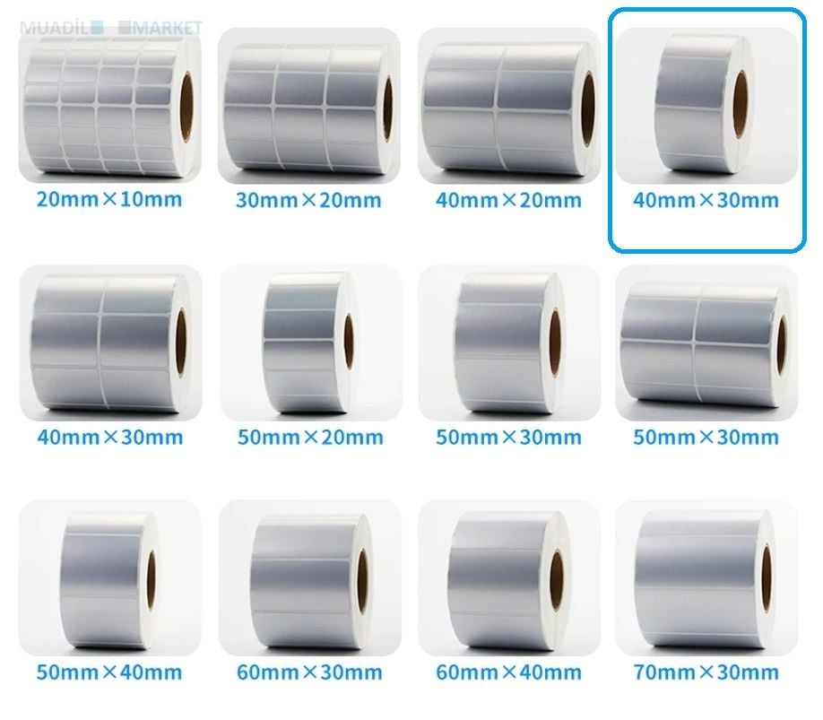40 x 30 mm Silver Mat Etiket