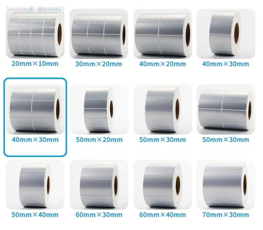 40 x 30 mm Silver Mat Etiket 2li