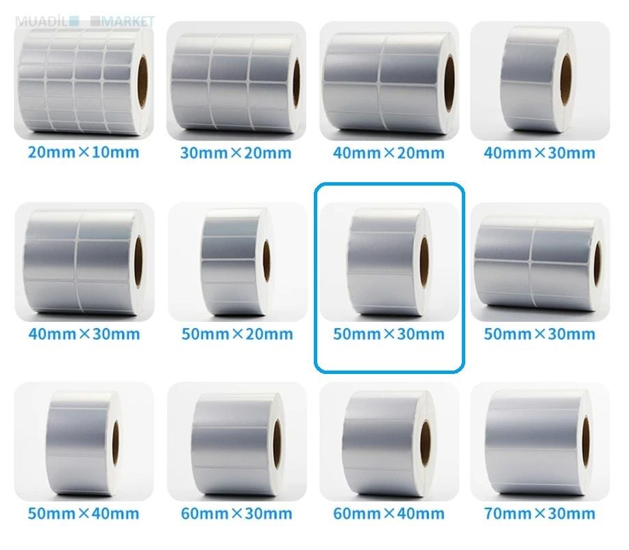 50 x 30 mm Silver Mat Etiket