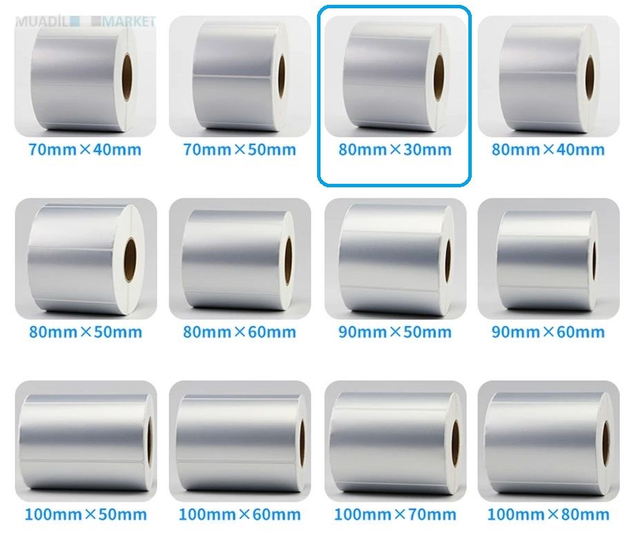 80 x 30 mm Silver Mat Etiket