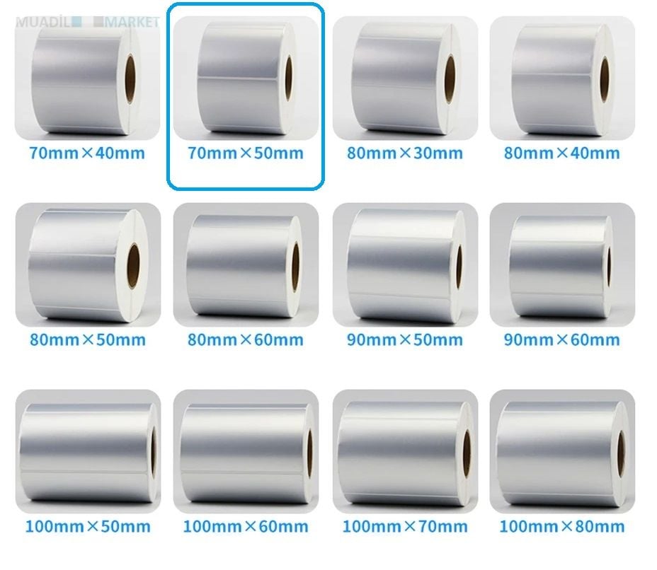 70 x 50 mm Silver Mat Etiket